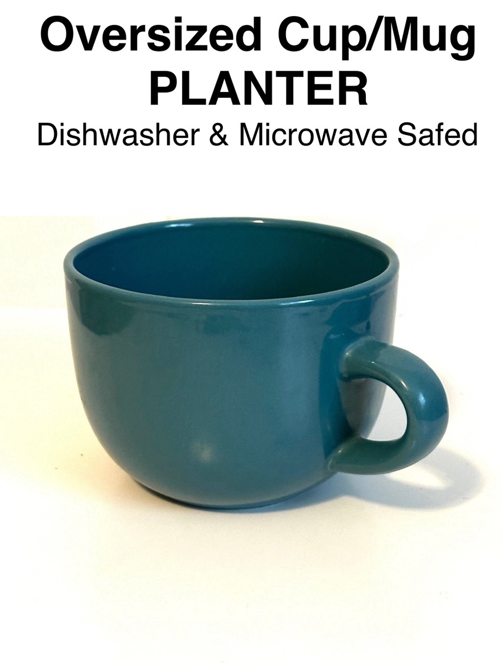 5/$15💥 Teal Oversized Ceramic Mug Planter Bowl